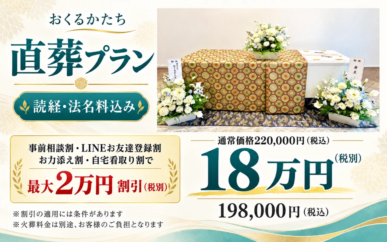【直葬プラン】 読経・法名料込み