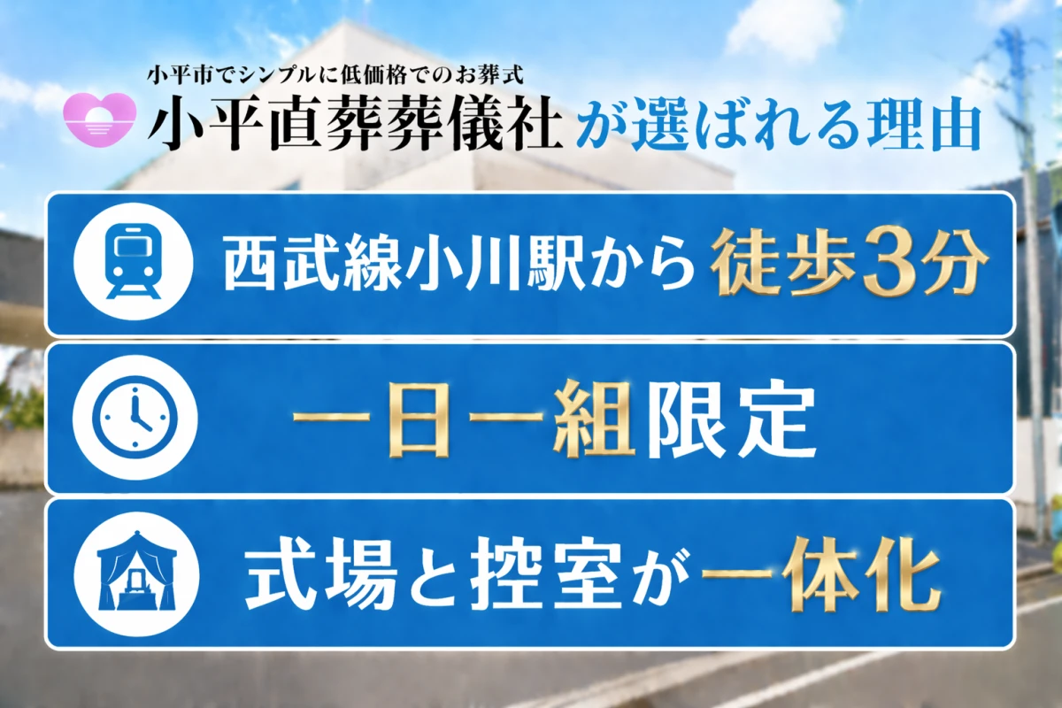 小平直葬葬儀社(家族葬ホール小平小川)の写真 3